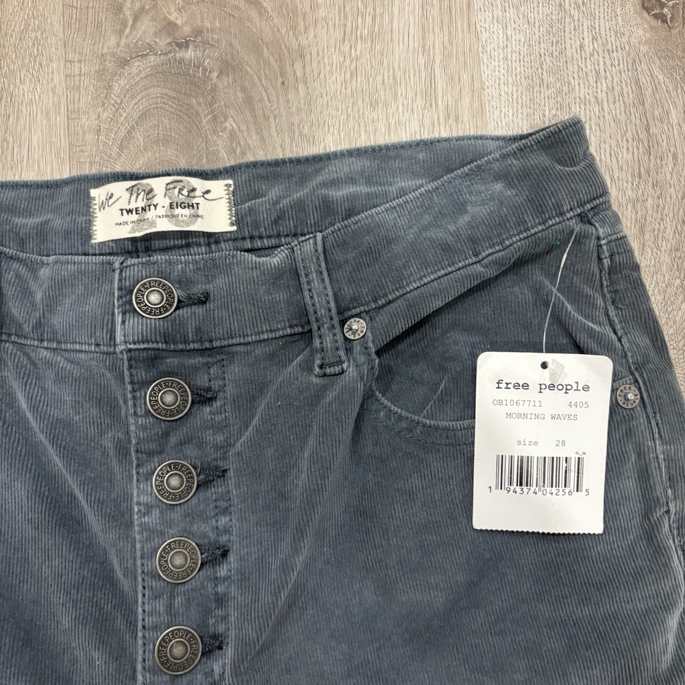 Free People Morning Waves Corduroy Pants Button Fly Womens Gray Size 28 - Picture 3 of 6